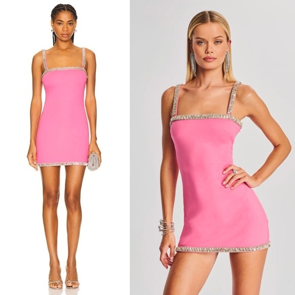 NWT RETROFETE Hand Stitched Crystal Embellished Square Neck Mini Slip Dress XXL - Picture 6 of 11